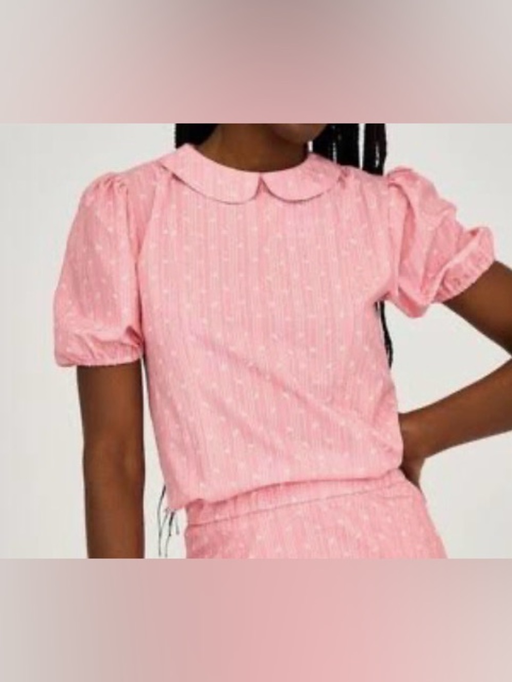 Byrdie & Co Pink Peter Pan Collar Blouse